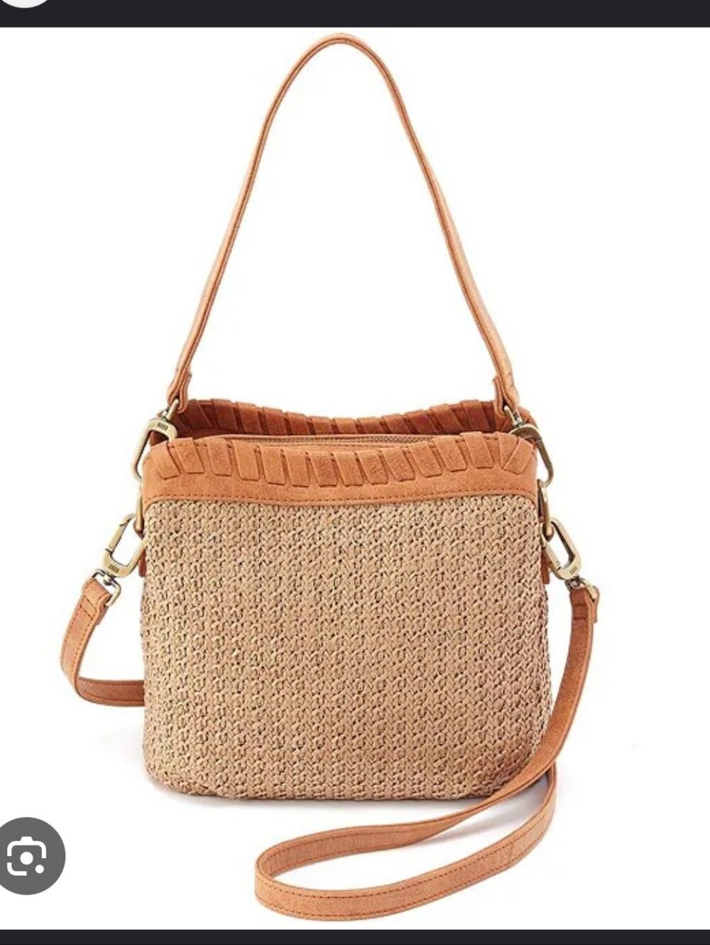 HOBO Starr Convertible Shoulder Bag, featuring a distinctive woven straw body